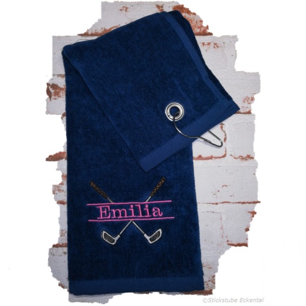 Golfhandtuch marinblau mit Namen